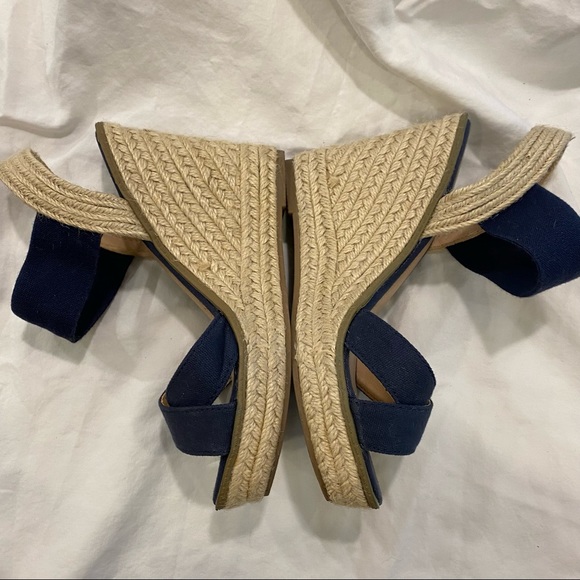 Merona Cream Espadrilles Navy Wedge size 7.5 - Picture 8 of 11
